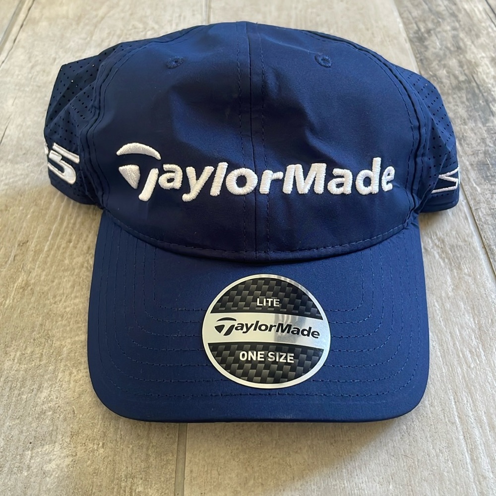 TaylorMade hat, Velcro strap back, never worn, navy blue